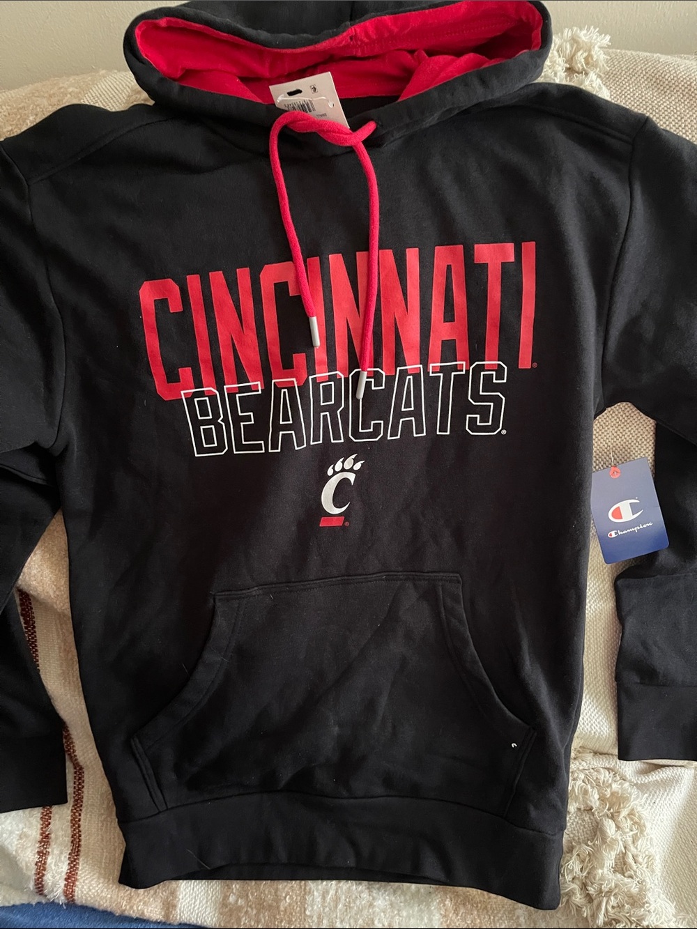 Champion Cincinnati Bearcats Black & Red Hoodie Unisex S New with tags